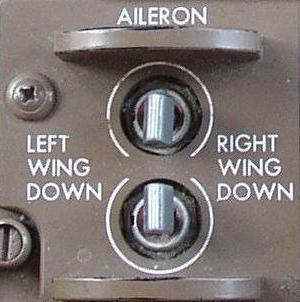 Aileron Trim Control - Trim Indicator is on the top of the Control Wheel