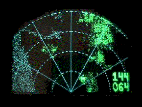 Typical radar display showing aircraft more than 2000 feet above highest point