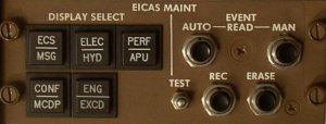 EICAS Maintenance panel.